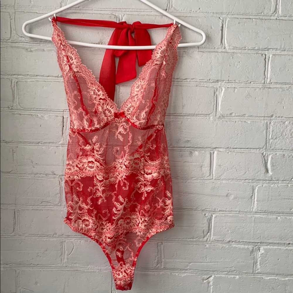 Victoria's Secret Red Lace Bodysuit